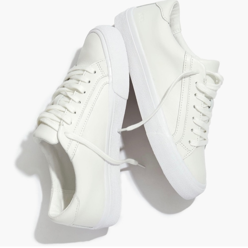 Madewell Sidewalk Low-Top Sneakers in Leather White